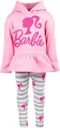 Miniatura 4 de Barbie Conjunto de sudadera con capucha y leggings de forro polar para niñas pequeñas y grandes