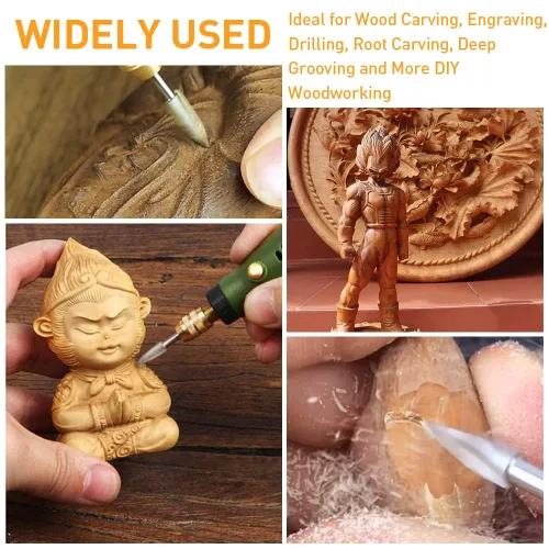 Miniatura 2 de Brocas de tallado de madera para herramienta giratoria Dremel, 5 piezas de accesorios de taladro de grabado, herramienta de tallado de madera