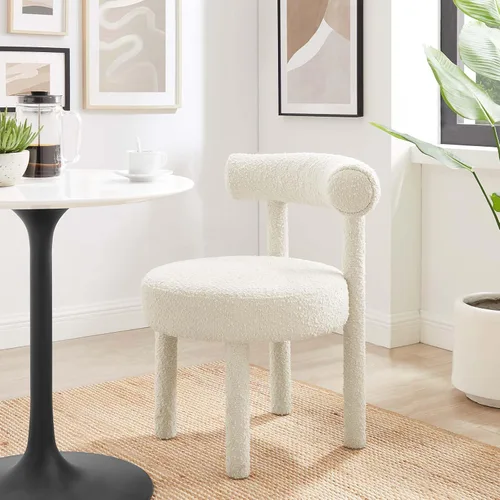 Miniatura 2 de Modway EEI-6387-IVO Toulouse Boucle Silla de comedor de tela, color marfil
