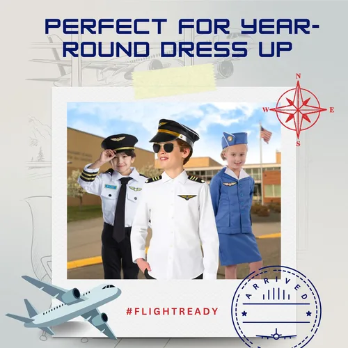 Miniatura 7 de Dress Up America Conjunto de disfraz de piloto - Conjunto de accesorios de disfraz de piloto de aerolínea para niños y adultos