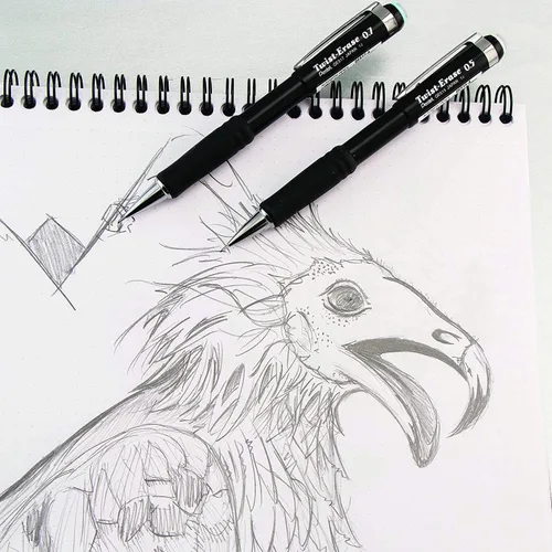 Miniatura 5 de Pentel Portaminas de 0.020 in Twist Erase III, borrador de torsión, mina HB de polímero súper alta precargada, barril negro, paquete de 3