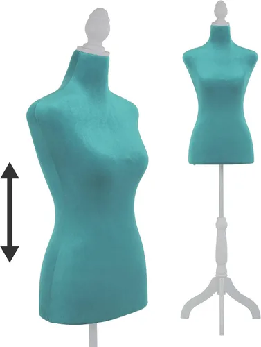 Miniatura 9 de Maniquí, maniquí de cuerpo femenino ajustable de 49.6-63.4 pulgadas, maniquí de vestido de madera maciza con soporte, maniquí de costura femenino