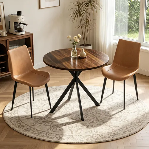 Juego de 2 sillas y mesas de comedor redondas de 31.5 pulgadas para 2, pequeñas sillas de comedor que ahorran espacio, juegos de comedor pequeños