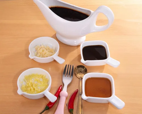 Miniatura 3 de Salsa, bote de salsa de 9.4 onzas, cuenco de salsa de 9.5 fl oz, plato de cerámica para servir, dispensador blanco (9.4 onzas)
