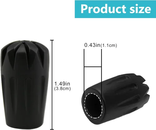 Miniatura 3 de Black Rubber Diamonds - Protectores de punta de repuesto para bastón de trekking – Se adapta a la mayoría de bastones de senderismo estándar