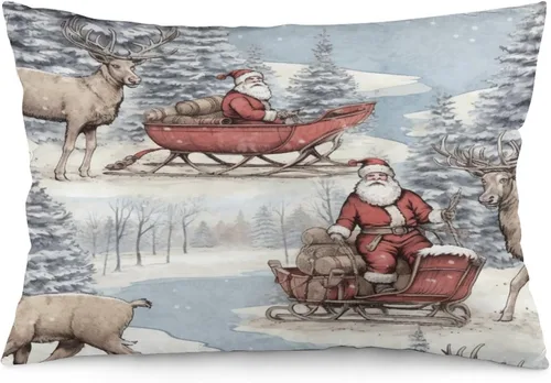 Miniatura 14 de Fundas de almohada refrescantes con diseño de reno burdeos, fundas de almohada lumbar para exteriores con cremallera invisible, funda de almohada