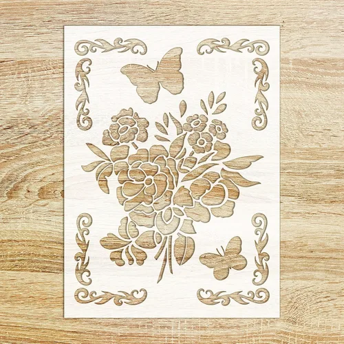 Plantilla decorativa FLONZ de 6 x 8 pulgadas, ramo de rosas para pintura de pared, álbumes de recortes y decoración de tartas