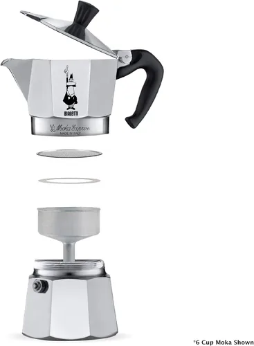Miniatura 4 de Bialetti Express Moka Pot, 6 tazas y café, aluminio plateado