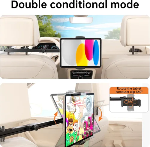 Miniatura 4 de Soporte universal para tablet para reposacabezas para accesorios de automóvil, hecho de aluminio de grado aeronáutico, soporte universal para tablet