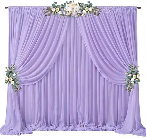 Miniatura 56 de Cortinas de fondo azul bebé de 10 pies x 10 pies, tela de gasa chiffon transparente sin arrugas, tela de fondo fotográfico drapeada para arco