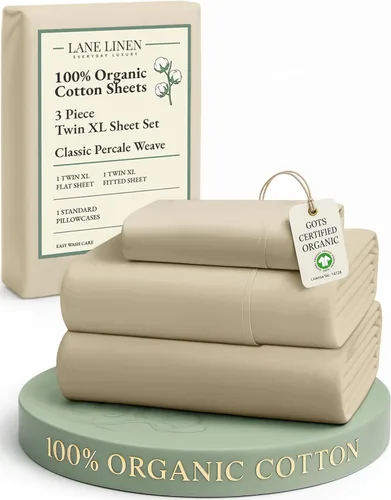 Miniatura 17 de LANE LINEN Sábanas 100% algodón orgánico para cama tamaño King, sábanas de percal suave, transpirables, de lujo, estilo hotelero, lavables a 09