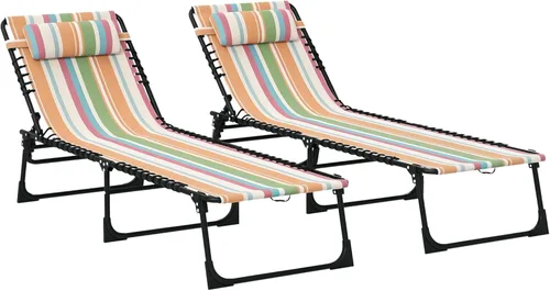 Miniatura 11 de Outsunny Silla Tumbona Plegable, Silla de Bronceado para Patio, Tumbona para Exteriores con Respaldo Reclinable de 4 Posiciones, Asiento de Malla