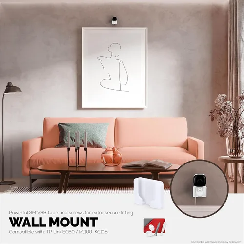 Miniatura 4 de Soporte de pared de esquina para cámara Kasa Spot KC100, KC105, EC60 (paquete de 2) - Soporte adhesivo, soporte sin complicaciones, cinta VHB 3M