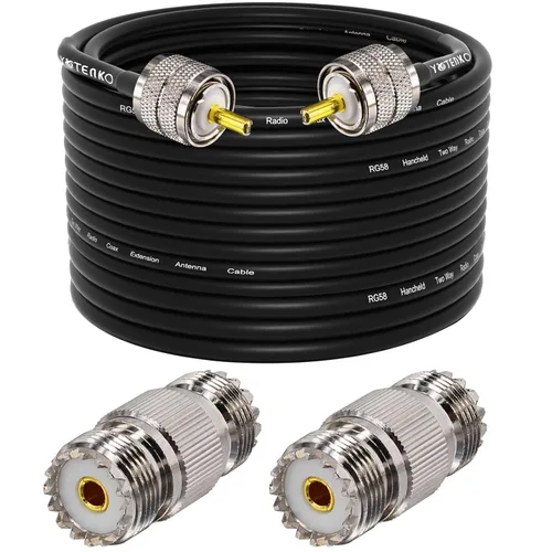 Miniatura 45 de Cable de puente PL259 de 1 pie - Cable coaxial RG58 de 15 pulgadas corto 50 ohmios coaxial para medidor SWR radio de radioaficionado radio CB
