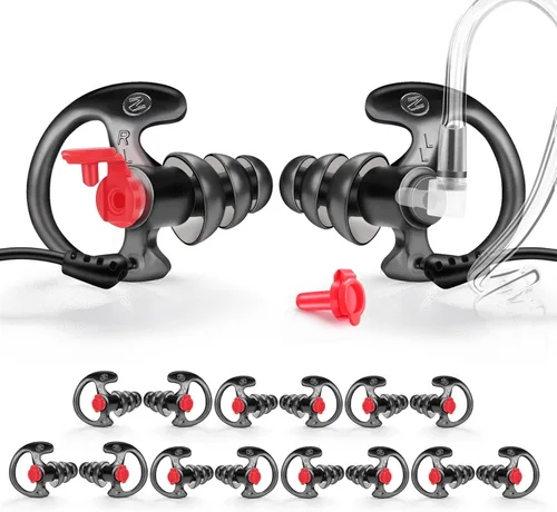 Miniatura 8 de Zeadio Auricular de triple brida, cómodo tapón de silicona para oído – grande, par de 4, negro