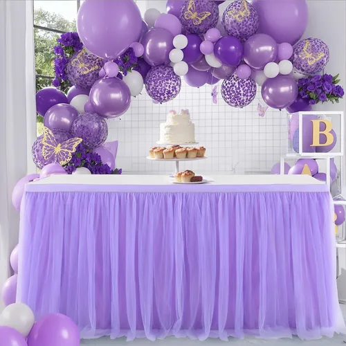 Miniatura 15 de Suppromo - Falda de mesa con tutú de calidad superior, con 3 capas de malla, plisada, de tul, para fiestas, bodas, baby shower, fiestas de Rosa