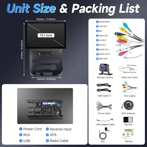 Miniatura 8 de Naifay 8Core 4G+64G Android 13 Car Stereo para Ford F150 2009 2010 2011 2012 actualización de radio, 2K 13.1 pulgadas pantalla táctil para Ford