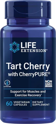 Life Extension Cápsula de polvo de extracto de cereza ácida con cereza pura para apoyo rápido de recuperación muscular y manejo del ácido úrico, sin