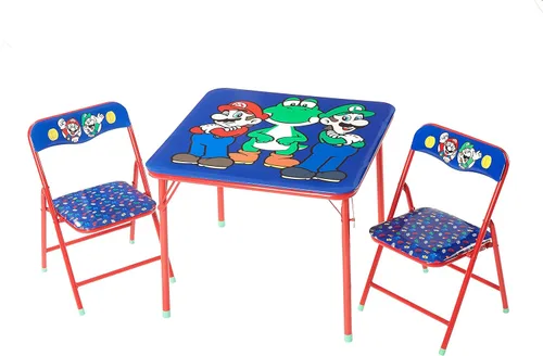 Miniatura 25 de Idea Nuova Juego de muebles de 3 piezas con 1 mesa cuadrada y 2 sillas plegables para niños, Strawberry Shortcake Tarta de Fresa