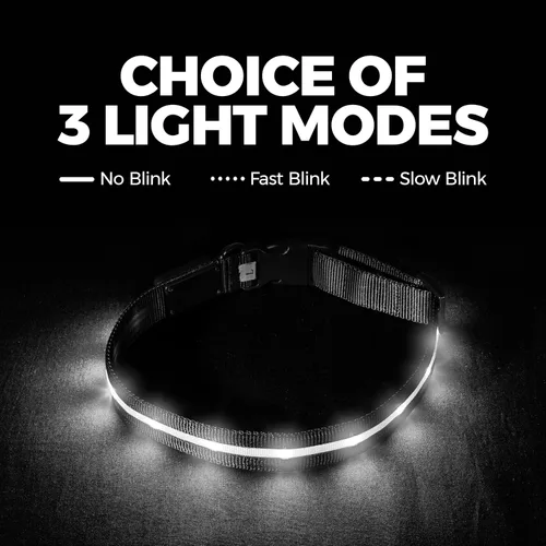 Miniatura 6 de Blazin - Collares luminosos para perros, collar led original para perros con 1,000 pies de visibilidad, recargable mediante USB e impermeable