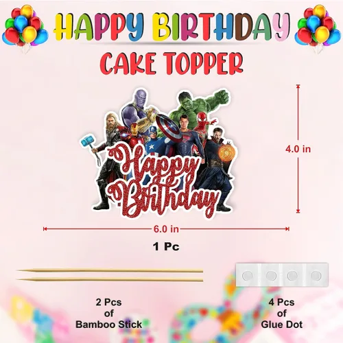 Miniatura 2 de Decoración para pastel de feliz cumpleaños de superhéroe, decoración de fiesta temática de cómics, perfecta para celebraciones de hombres y adultos