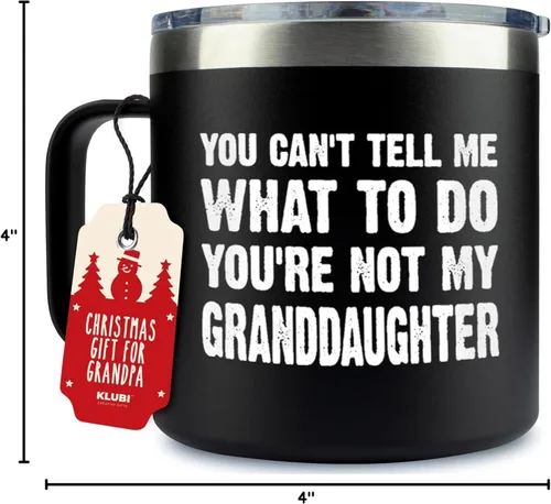 Miniatura 9 de KLUBI No Puedes Decirme Qué Hacer No Eres Mi Nieta - Regalos de Cumpleaños para Abuelo 14oz Vaso para Abuelo Regalo para Abuelo Los Mejores Regalos