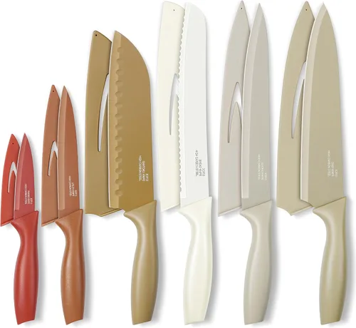 Miniatura 10 de Onader Juego de cuchillos de cocina negros, cuchillos pequeños afilados de acero inoxidable con tapas para cocina, 12 piezas