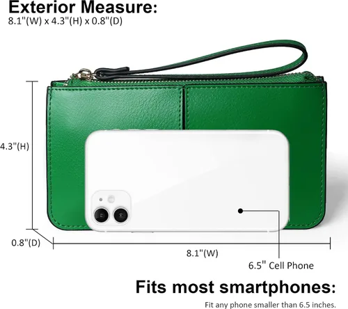 Miniatura 4 de Befen - Bolso clutch de mano de cuero con correa para teléfono celular organizador de tarjetas