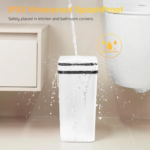 Miniatura 3 de Bote de Basura para Baño Automático Sin Contacto de 2.6 Galones, Botes de Basura Inteligentes Pequeños con Tapa, Bote de Basura Delgado para Cocina