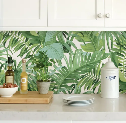 Miniatura 3 de NuWallpaper Maui - Papel tapiz autoadhesivo para pared, papel de contacto extraíble de hojas tropicales verdes para paredes, revestimiento de pared
