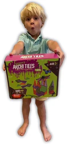Miniatura 5 de DIY jr Creepy Archi Tiles - Azulejos magnéticos para niños - Bloques de construcción coloridos con insectos, bolsa de almacenamiento, calcomanías