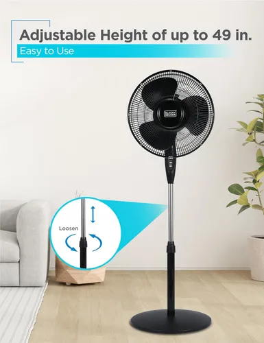 Miniatura 6 de BLACK+DECKER - Ventilador de pie de 16 pulgadas (40.64 cm) con base de pedestal, ventilador de pie ajustable en altura con control remoto y panel
