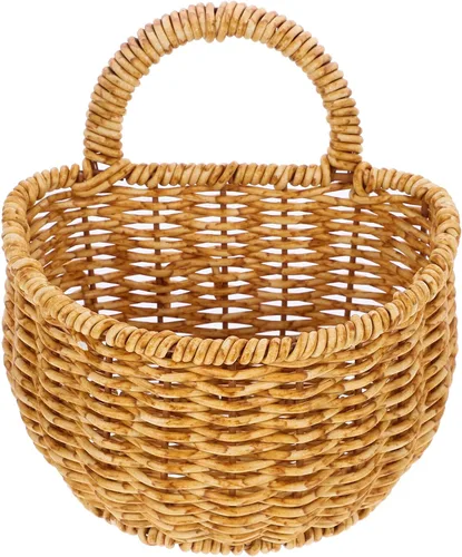 Miniatura 9 de 2 cestas de almacenamiento tejidas a mano, pequeña cesta colgante de ratán de imitación para cocina, baño, decoración de pared, organizador