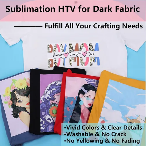 Miniatura 2 de HTVRONT HTV de Sublimación para Tela Oscura/Clara - Vinilo de Sublimación Brillante 12" X 10 Pies para Camisetas - Funciona Junto con Papel