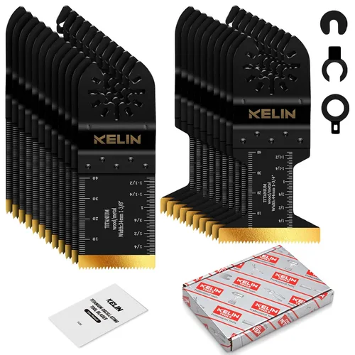 Miniatura 8 de 18 piezas de hojas de sierra oscilante de titanio con raspador de acero inoxidable y hojas semicirculares, kit de hojas multiherramienta universal