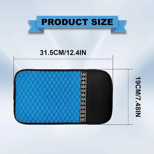 Miniatura 2 de Funda de cuero brillante para consola central de automóvil, protector de consola central de automóvil, alfombrilla de almacenamiento para Azul