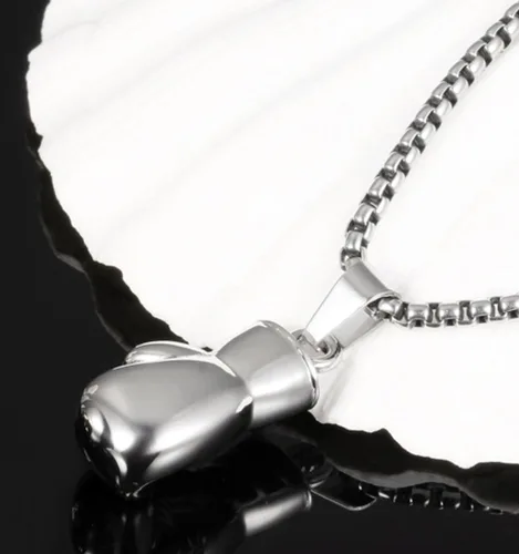 Miniatura 22 de Hamoery Collar con colgante de cadena de guante de boxeo de acero inoxidable punk para hombres y mujeres