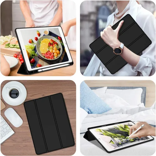 Miniatura 5 de iMieet Funda para iPad 9.7 (modelo 2018/2017, 6ª/5ª generación), funda inteligente con soporte para lápiz y parte trasera de silicona suave de piel