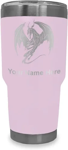 Miniatura 22 de LaserGram Vaso aislado al vacío de 20 onzas, dragón, grabado personalizado incluido (negro)