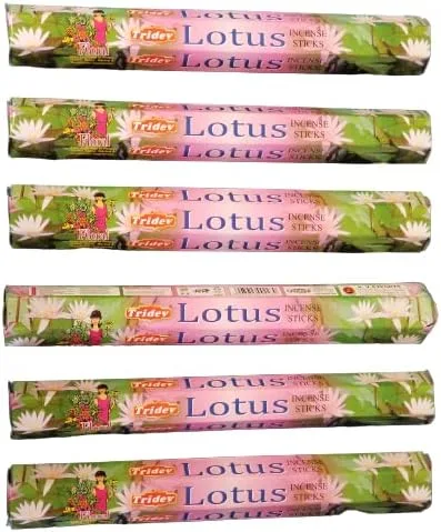 Miniatura 5 de Varillas de incienso de Lotus, Tridev - Varillas de incienso, 6 paquetes en una caja, total de 4.23 onzas en caja, el mejor agarbatti
