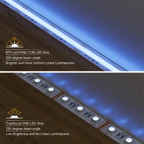 Miniatura 3 de BTF-LIGHTING FCOB COB Tira de luz LED RGBW 6500K 896LED/m 3m DC12V Flexible de cambio de color de alta densidad y luz uniforme de 12mm de ancho