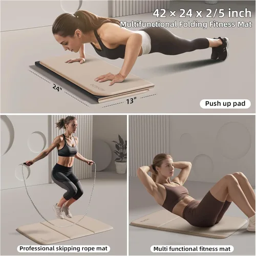 Miniatura 2 de Almohadilla de ejercicio plegable para gimnasio o uso doméstico, (1.2 x 14 x 24 pulgadas), extra gruesa y ancha, almohadilla multifuncional