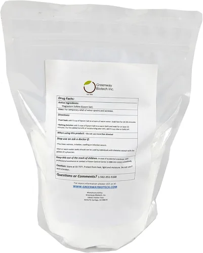 Miniatura 2 de Greenway Biotech, Inc. Sal de Epsom para baño corporal y remojo de pies, sulfato de magnesio para refrescar el cuerpo, (5 libras)