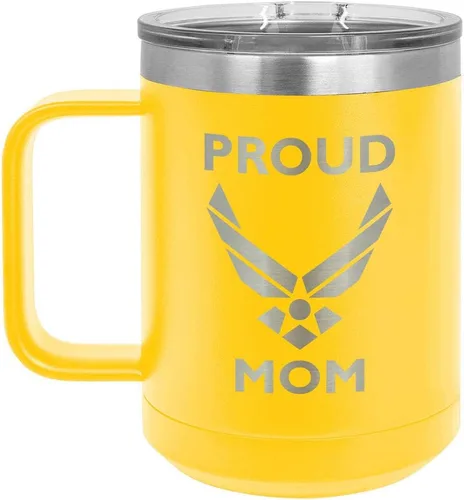 Miniatura 11 de PROUD AIR FORCE MOM BLACK Taza de café de 15 oz con tapa deslizante Taza de café de viaje aislada Ideas de regalo del día de la madre de hijo