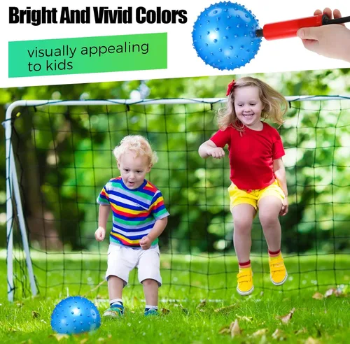Miniatura 6 de Jerify 64 bolas Knobby de 6.3 pulgadas para niños, bolas sensoriales con bomba de aire, pequeñas inflables, suaves, puntiagudas, para niños, regalos