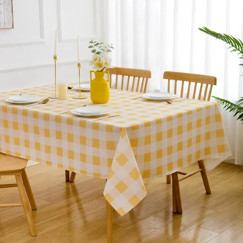 Miniatura 12 de Mantel redondo de 70 pulgadas a cuadros rojos y blancos de primavera, mantel de gingham para mesa - mantel de búfalo a cuadros de poliéster