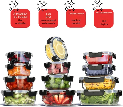 Miniatura 7 de Nestlé 24 piezas (12 contenedores herméticos aptos para congelador, 12 tapas), contenedores de almacenamiento para despensa y cocina, contenedores