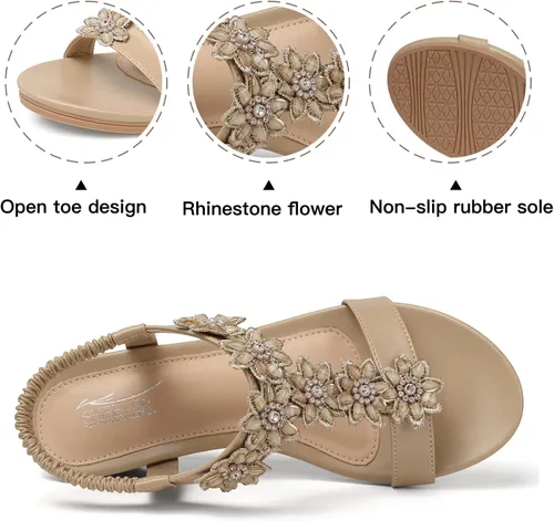 Miniatura 2 de SHIBEVER Sandalias de cuña para mujer sandalias cómodas con plataforma de punta abierta de verano y correa de tobillo