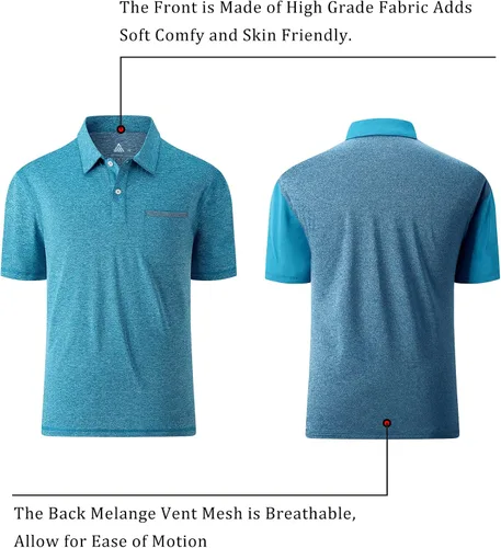 Miniatura 47 de V VALANCH Polo de golf de manga corta para hombre, estilo casual, con cuello que absorbe la humedad