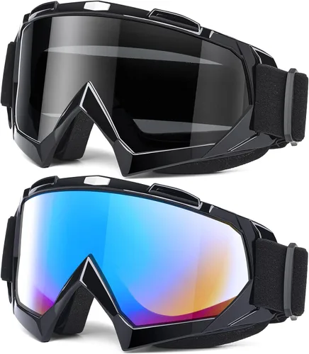 Miniatura 11 de MAMBAOUT Gafas de motocross para adultos, paquete de 2 gafas de motocicleta ATV para hombres y mujeres, gafas de visión amplia para montar fuera
